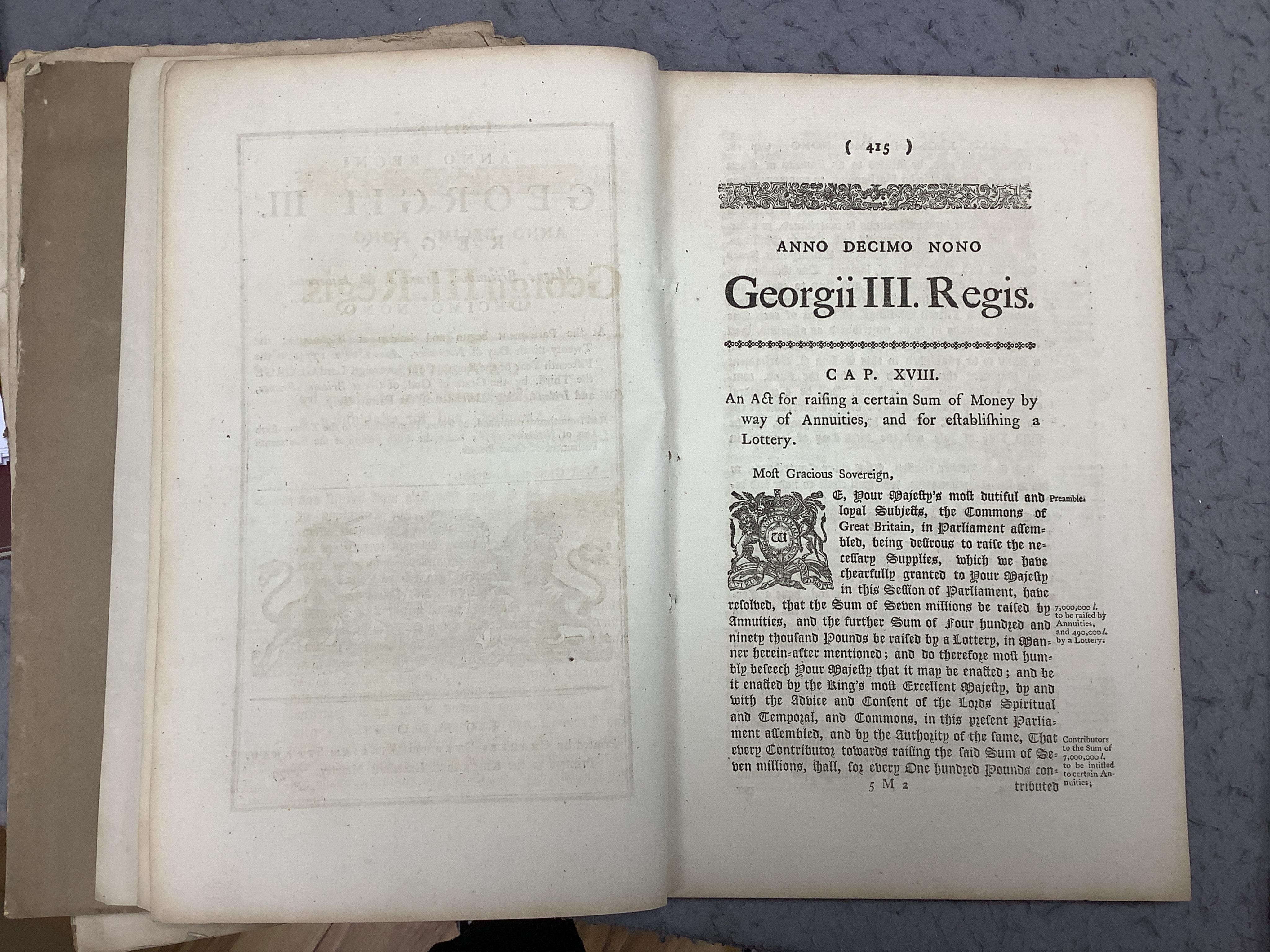 Stamp Acts Etc. Order and Declaration of his Highness The Lord Protector, Feb 8th 1654 p.1-13; George I 1718, p.135-163; George II 1758, p.723-764; George III 1774, p.927-930; 1779, p.415-460; 1782, p.263-294; Rules, Ord